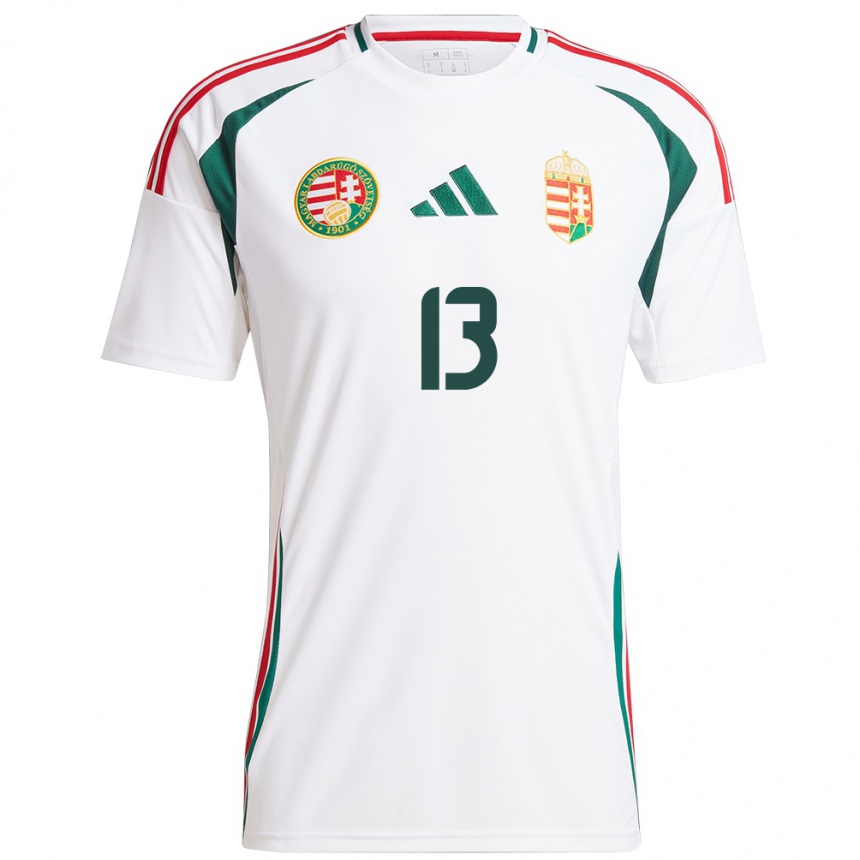 Hombre Fútbol Camiseta Hungría András Eördögh #13 Blanco 2ª Equipación 24-26