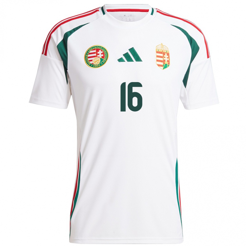 Hombre Fútbol Camiseta Hungría Dániel Gazdag #16 Blanco 2ª Equipación 24-26