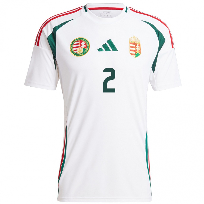 Hombre Fútbol Camiseta Hungría Dominik Csorba #2 Blanco 2ª Equipación 24-26