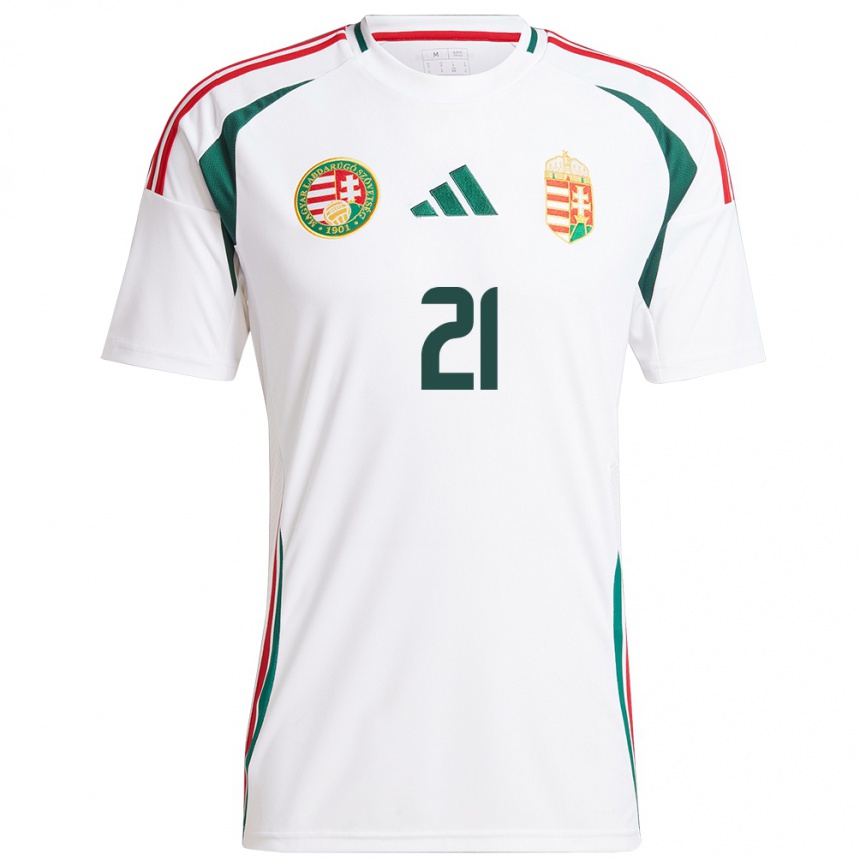 Hombre Fútbol Camiseta Hungría Glória Siber #21 Blanco 2ª Equipación 24-26