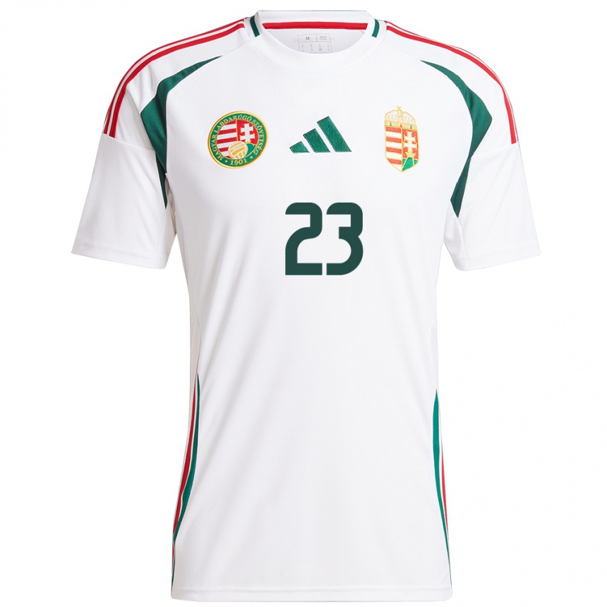 Hombre Fútbol Camiseta Hungría Luca Papp #23 Blanco 2ª Equipación 24-26