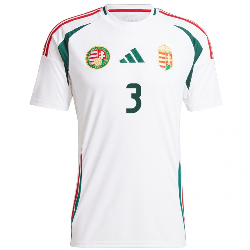 Hombre Fútbol Camiseta Hungría Laura Palakovics #3 Blanco 2ª Equipación 24-26