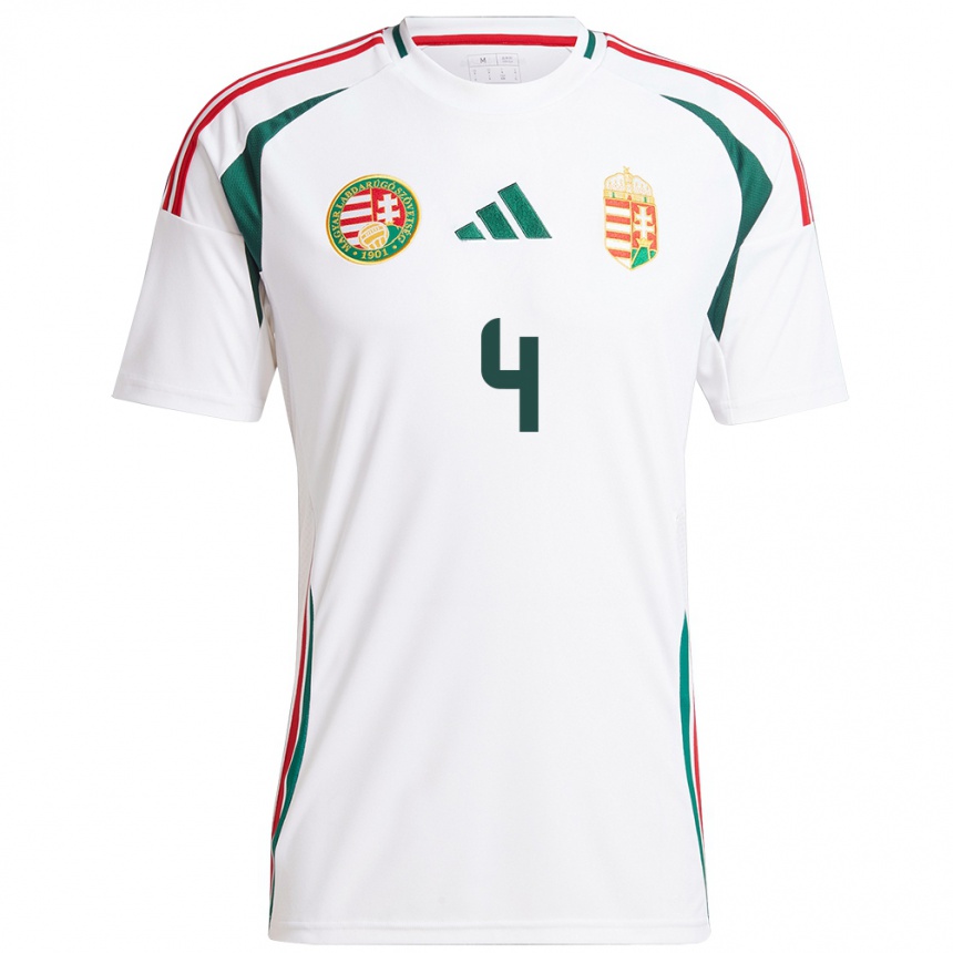 Hombre Fútbol Camiseta Hungría Sára Pusztai #4 Blanco 2ª Equipación 24-26