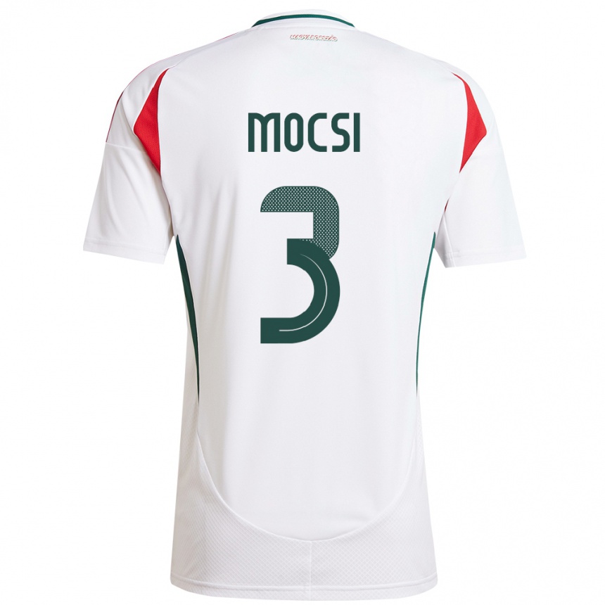 Hombre Fútbol Camiseta Hungría Attila Mocsi #3 Blanco 2ª Equipación 24-26