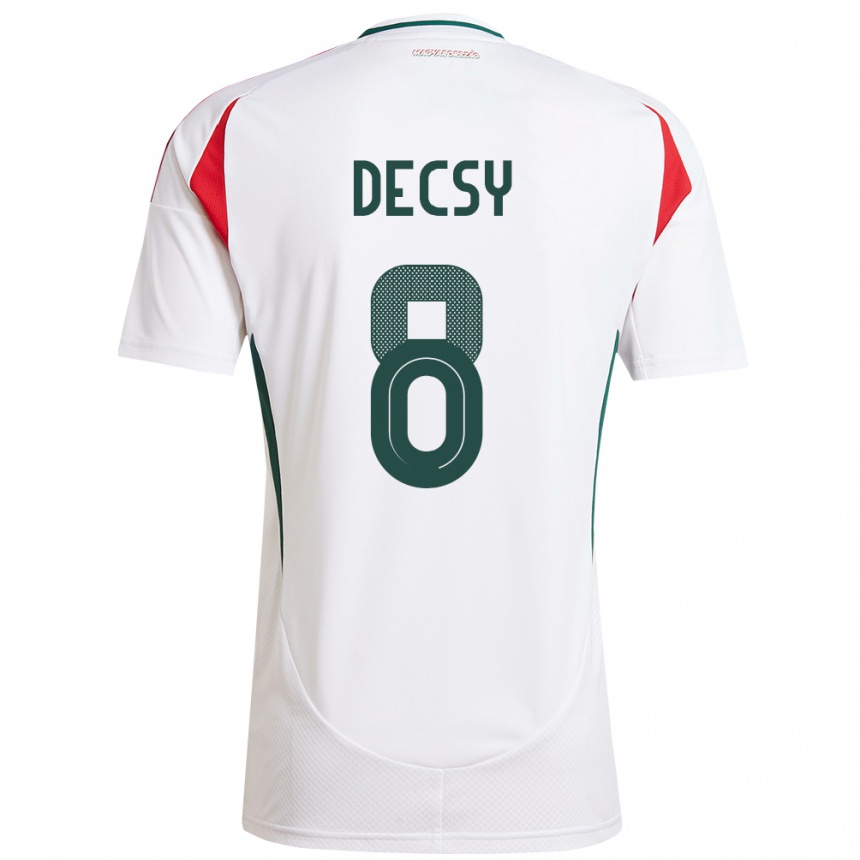 Hombre Fútbol Camiseta Hungría Ádám Décsy #8 Blanco 2ª Equipación 24-26