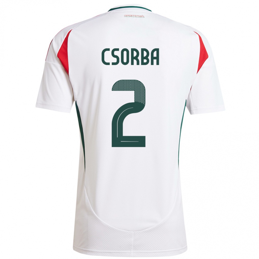 Hombre Fútbol Camiseta Hungría Dominik Csorba #2 Blanco 2ª Equipación 24-26