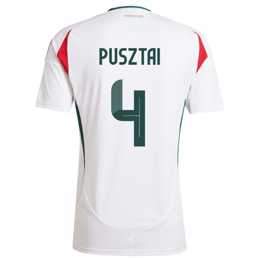 Hombre Fútbol Camiseta Hungría Sára Pusztai #4 Blanco 2ª Equipación 24-26