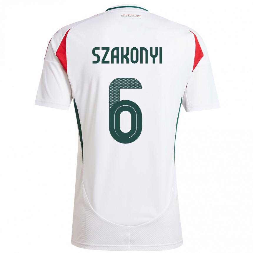 Hombre Fútbol Camiseta Hungría Emese Szakonyi #6 Blanco 2ª Equipación 24-26