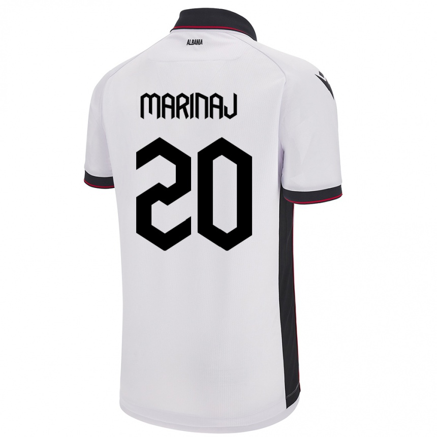 Hombre Fútbol Camiseta Albania Kledi Marinaj #20 Blanco 2ª Equipación 24-26