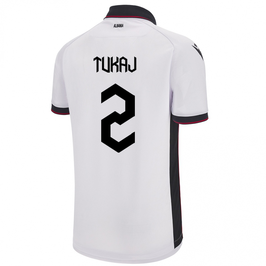 Hombre Fútbol Camiseta Albania Armera Tukaj #2 Blanco 2ª Equipación 24-26