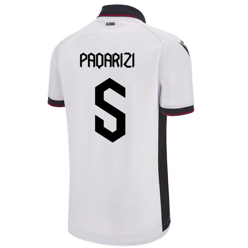 Hombre Fútbol Camiseta Albania Vesa Paqarizi #5 Blanco 2ª Equipación 24-26
