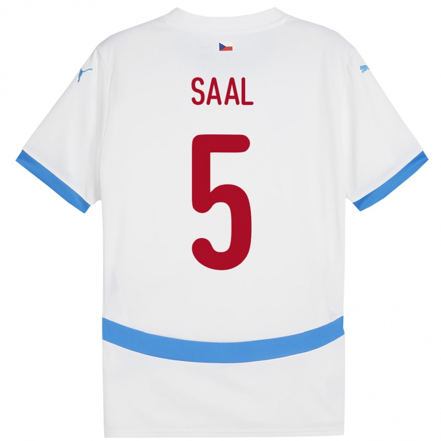 Hombre Fútbol Camiseta Chequia Lukas Saal #5 Blanco 2ª Equipación 24-26