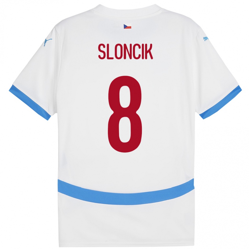 Hombre Fútbol Camiseta Chequia Simon Sloncik #8 Blanco 2ª Equipación 24-26