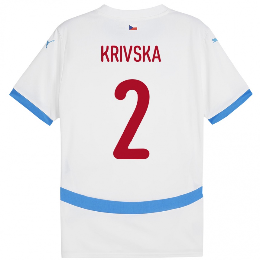 Hombre Fútbol Camiseta Chequia Karolína Křivská #2 Blanco 2ª Equipación 24-26