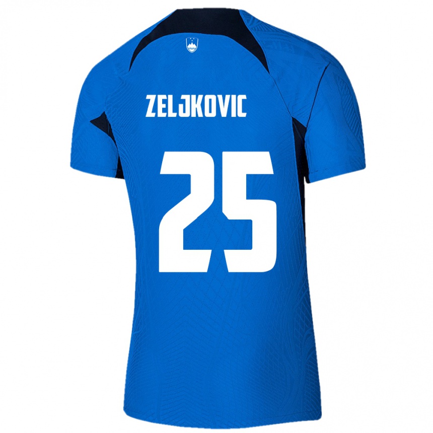 Hombre Fútbol Camiseta Eslovenia Adrian Zeljkovic #25 Azul 2ª Equipación 24-26