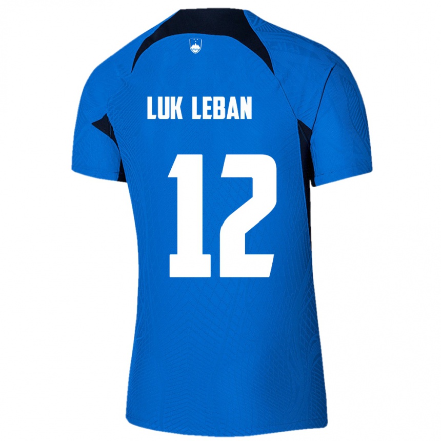 Hombre Fútbol Camiseta Eslovenia Zan Luk Leban #12 Azul 2ª Equipación 24-26