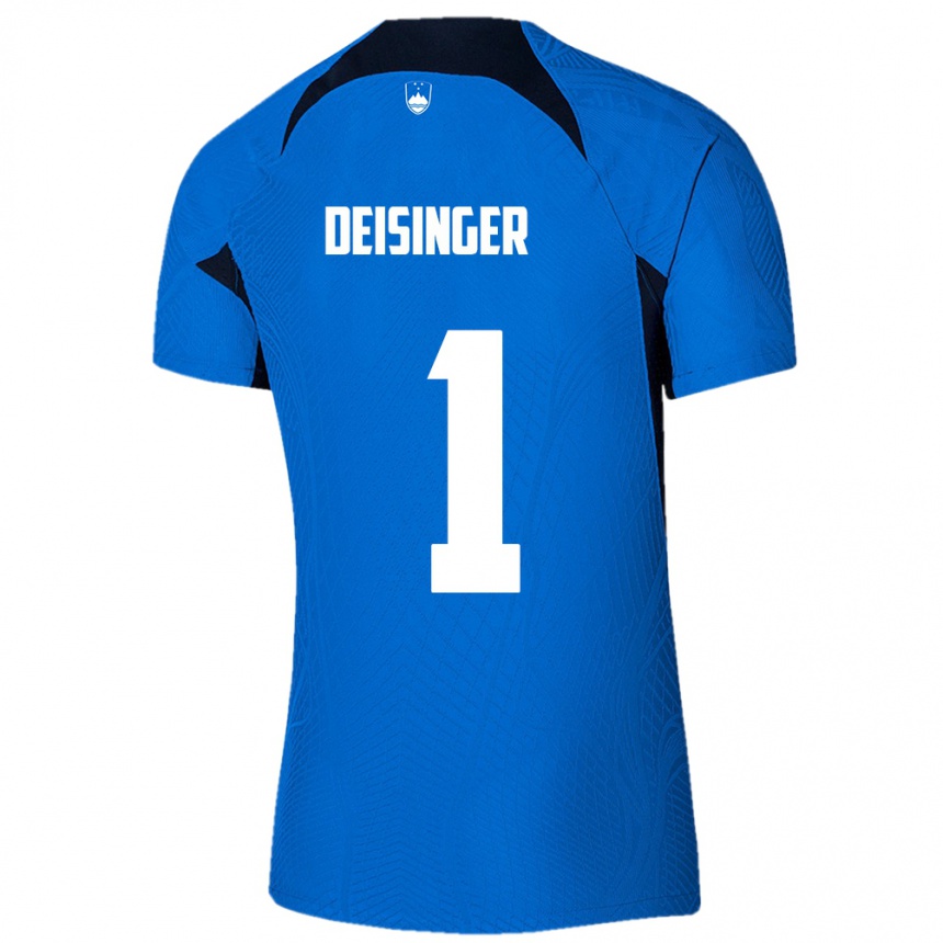 Hombre Fútbol Camiseta Eslovenia Nik Deisinger #1 Azul 2ª Equipación 24-26