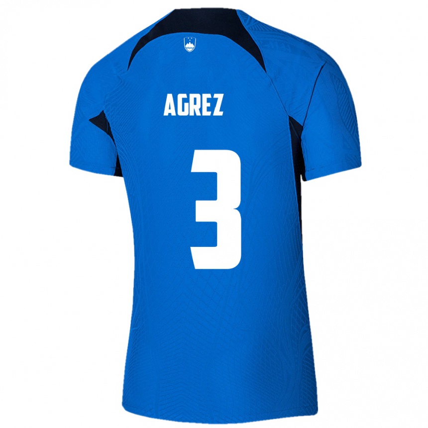 Hombre Fútbol Camiseta Eslovenia Sara Agrež #3 Azul 2ª Equipación 24-26
