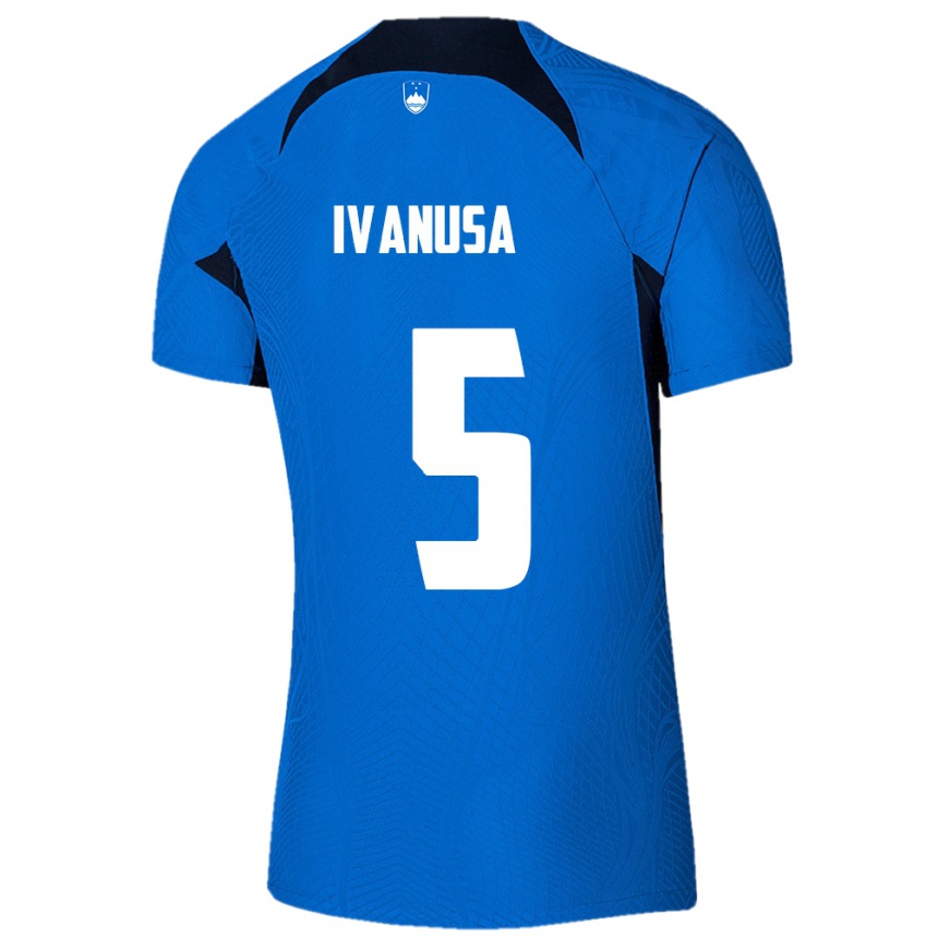 Hombre Fútbol Camiseta Eslovenia Lara Ivanuša #5 Azul 2ª Equipación 24-26