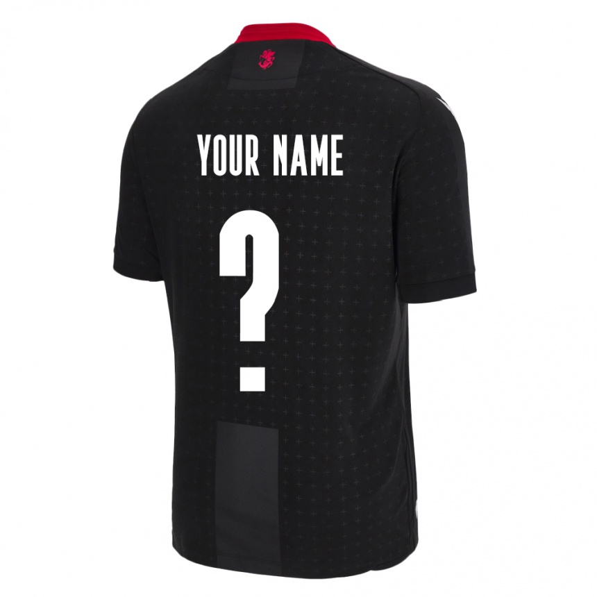 Hombre Fútbol Camiseta Georgia Su Nombre #0 Negro 2ª Equipación 24-26