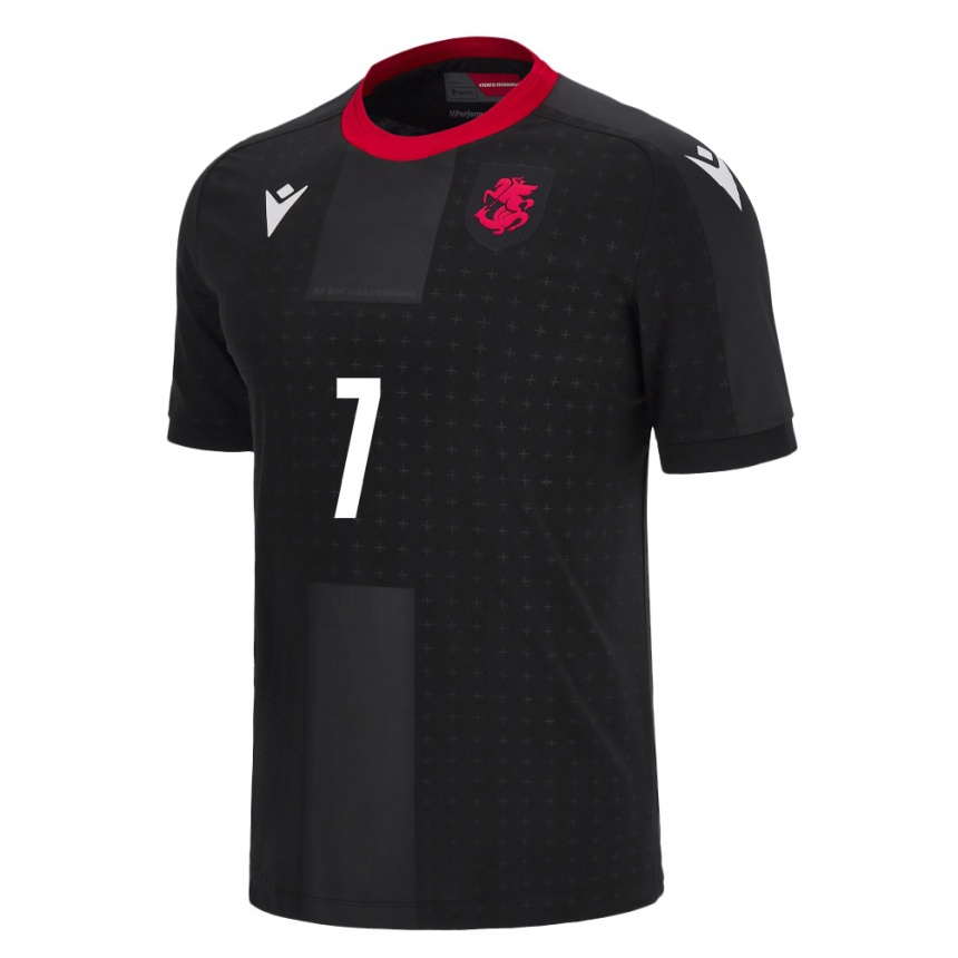 Hombre Fútbol Camiseta Georgia Teona Bakradze #7 Negro 2ª Equipación 24-26