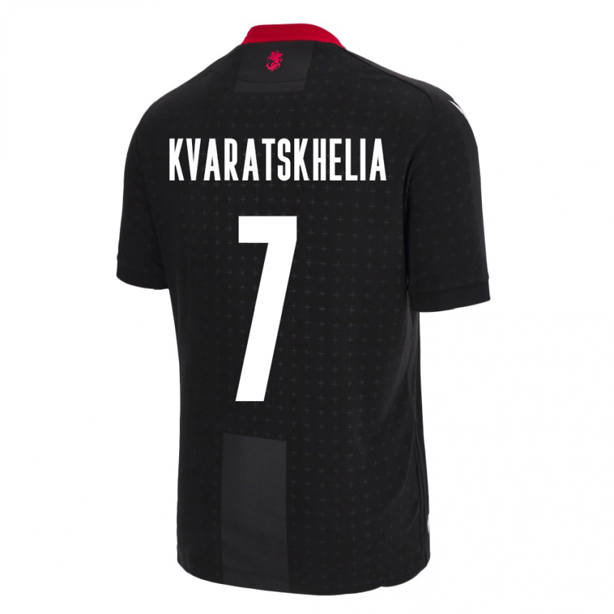 Hombre Fútbol Camiseta Georgia Khvicha Kvaratskhelia #7 Negro 2ª Equipación 24-26