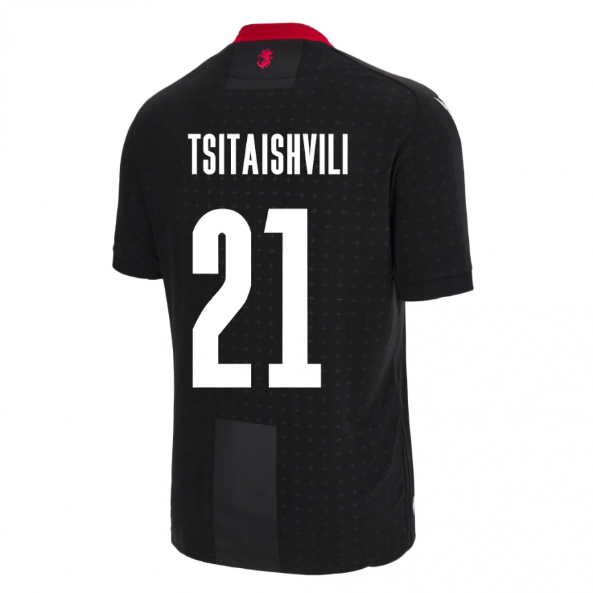 Hombre Fútbol Camiseta Georgia Georgiy Tsitaishvili #21 Negro 2ª Equipación 24-26