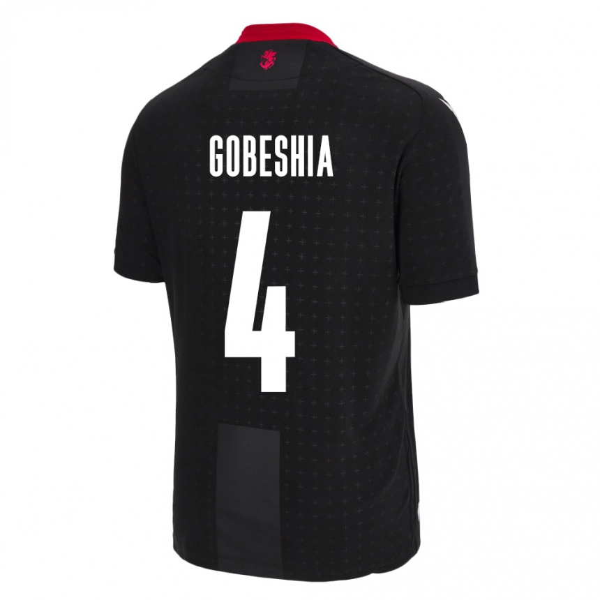 Hombre Fútbol Camiseta Georgia Tengo Gobeshia #4 Negro 2ª Equipación 24-26