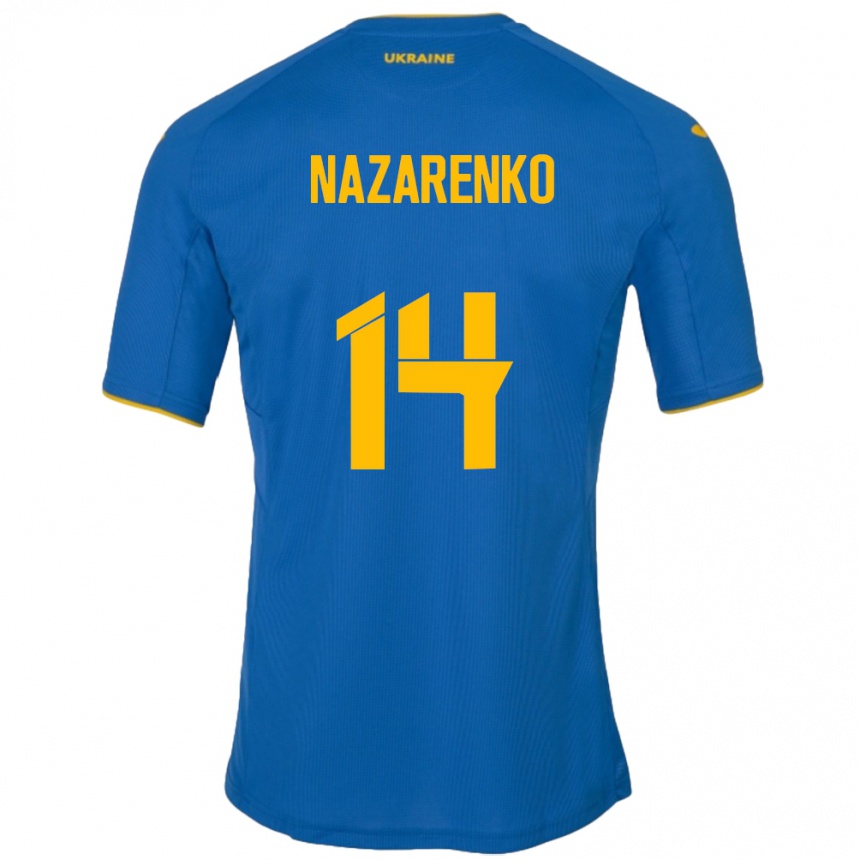 Hombre Fútbol Camiseta Ucrania Oleksandr Nazarenko #14 Azul 2ª Equipación 24-26