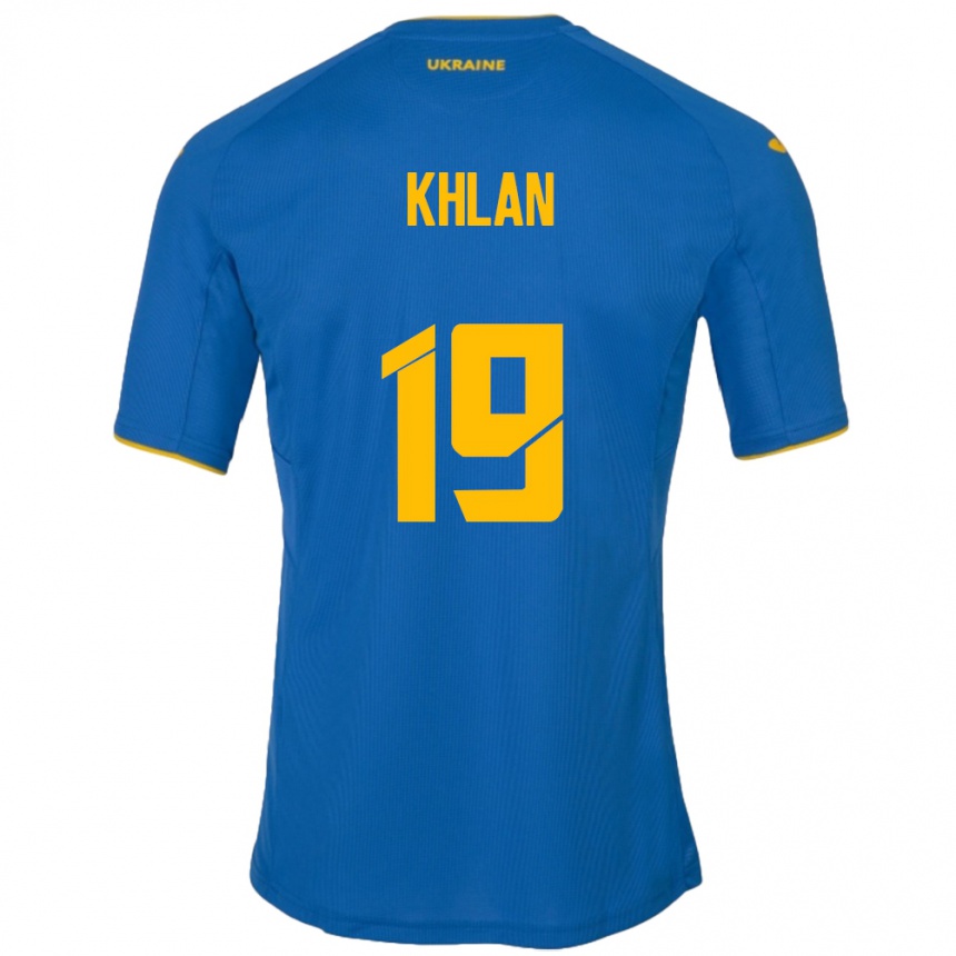 Hombre Fútbol Camiseta Ucrania Maksym Khlan #19 Azul 2ª Equipación 24-26