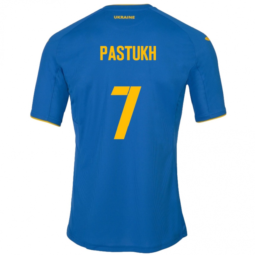 Hombre Fútbol Camiseta Ucrania Yevgeniy Pastukh #7 Azul 2ª Equipación 24-26