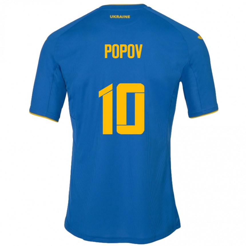 Hombre Fútbol Camiseta Ucrania Bogdan Popov #10 Azul 2ª Equipación 24-26