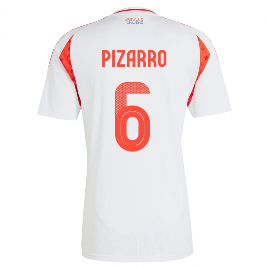 Hombre Fútbol Camiseta Chile Vicente Pizarro #6 Blanco 2ª Equipación 24-26