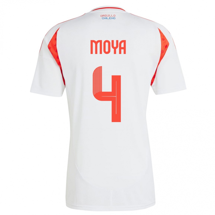 Hombre Fútbol Camiseta Chile Matías Moya #4 Blanco 2ª Equipación 24-26