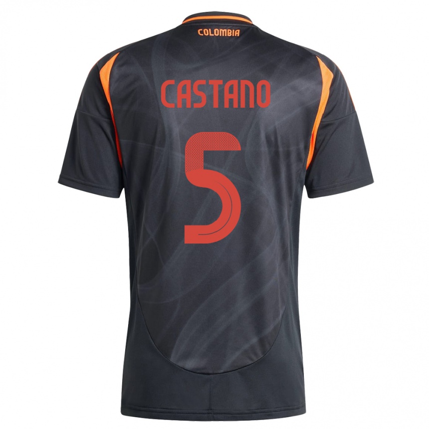 Hombre Fútbol Camiseta Colombia Kevin Castaño #5 Negro 2ª Equipación 24-26