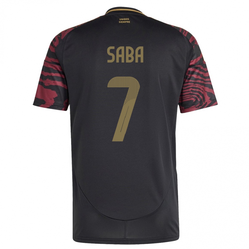 Hombre Fútbol Camiseta Perú Emilio Saba #7 Negro 2ª Equipación 24-26