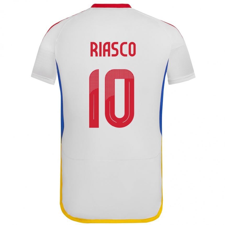 Hombre Fútbol Camiseta Venezuela José Riasco #10 Blanco 2ª Equipación 24-26