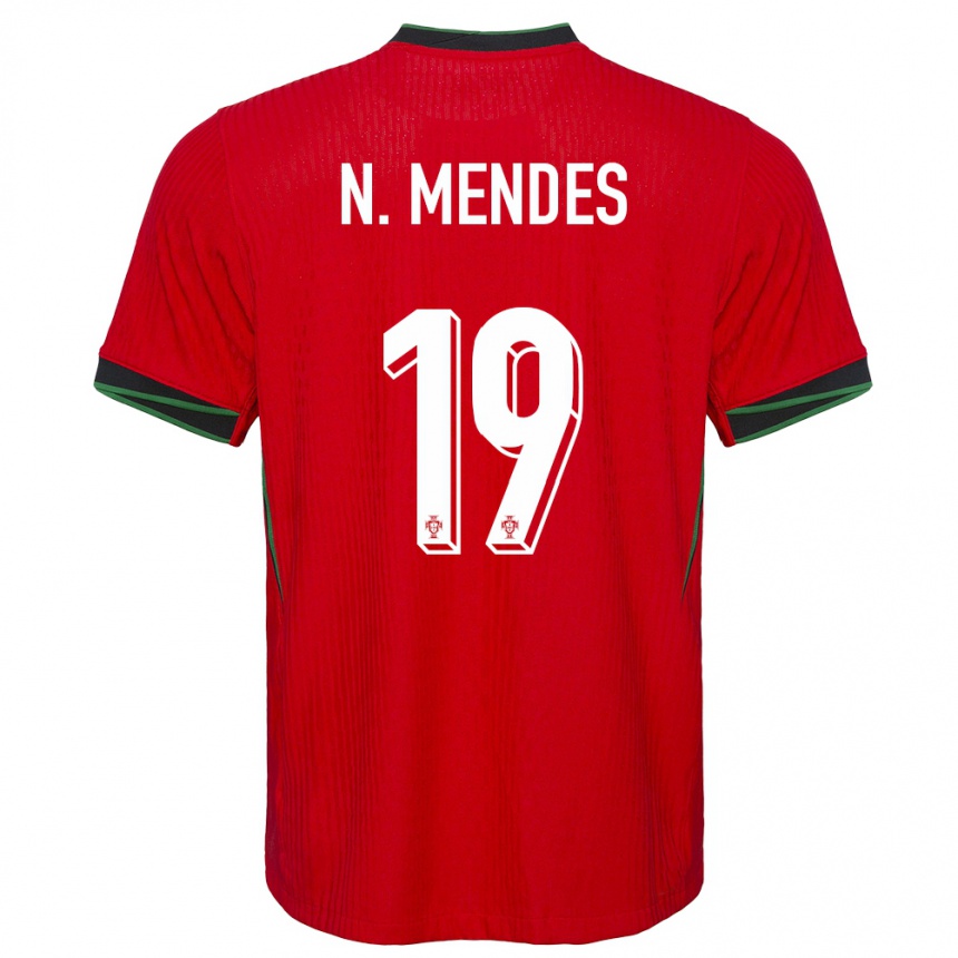 Mujer Fútbol Camiseta Portugal Nuno Mendes #19 Rojo 1ª Equipación 24-26