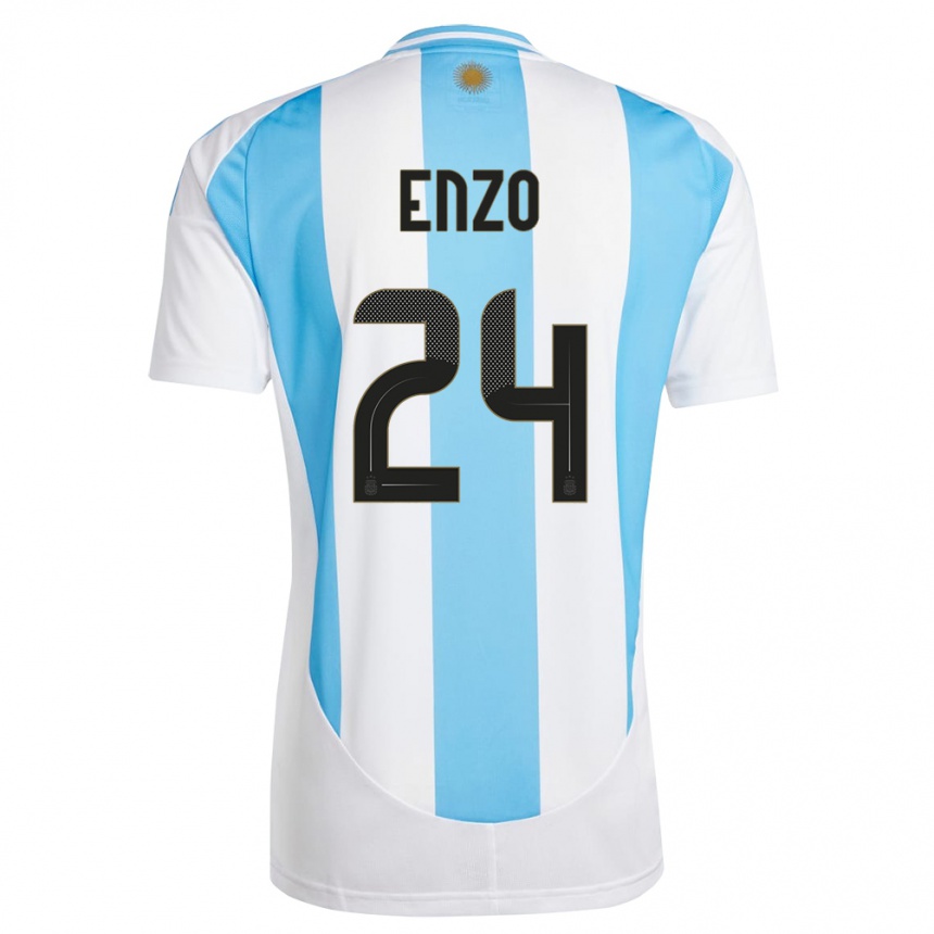 Mujer Fútbol Camiseta Argentina Enzo Fernandez #24 Blanco Azul 1ª Equipación 24-26