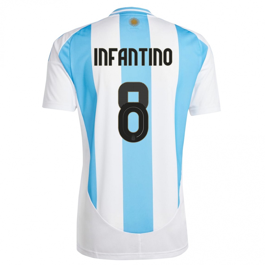 Mujer Fútbol Camiseta Argentina Gino Infantino #8 Blanco Azul 1ª Equipación 24-26