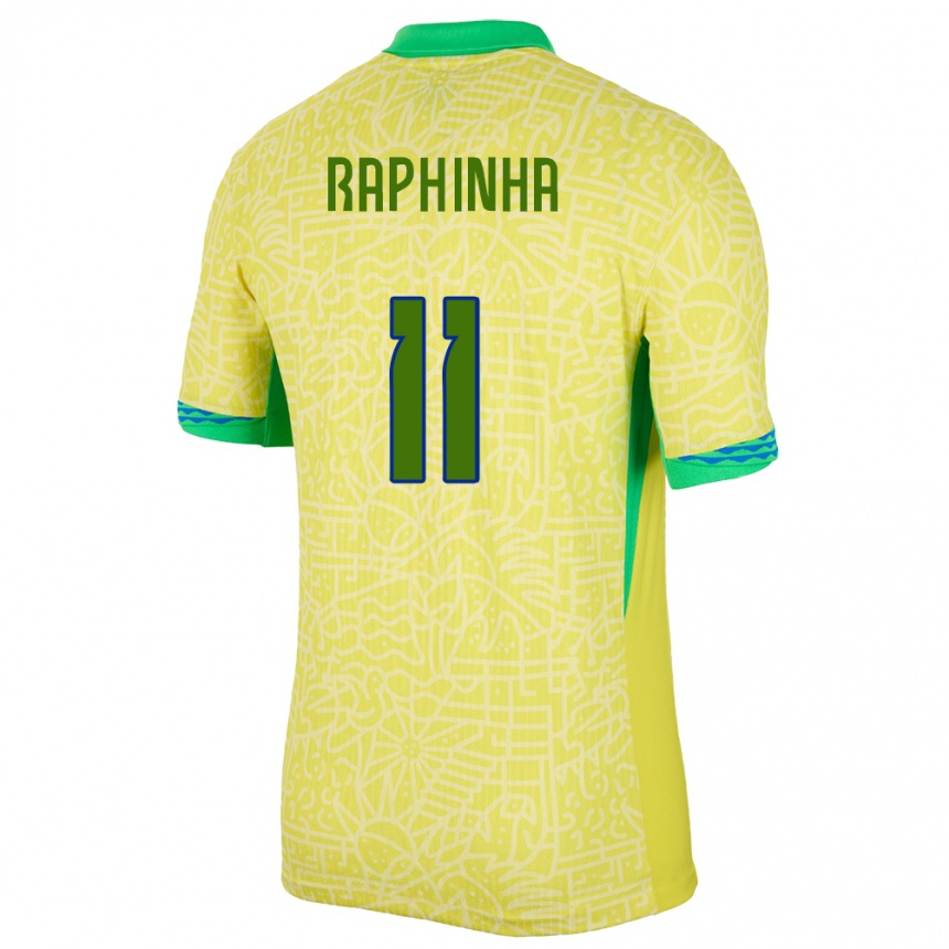 Mujer Fútbol Camiseta Brasil Raphinha #11 Amarillo 1ª Equipación 24-26