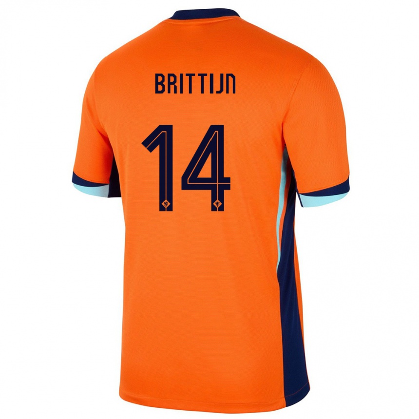 Mujer Fútbol Camiseta Países Bajos Philip Brittijn #14 Naranja 1ª Equipación 24-26