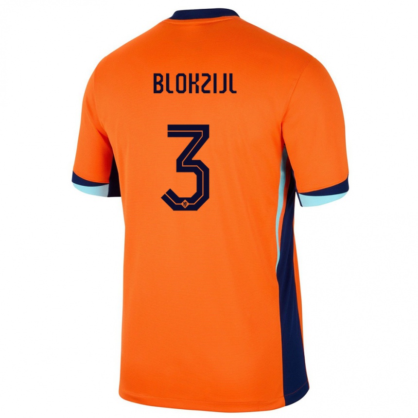 Mujer Fútbol Camiseta Países Bajos Thijmen Blokzijl #3 Naranja 1ª Equipación 24-26