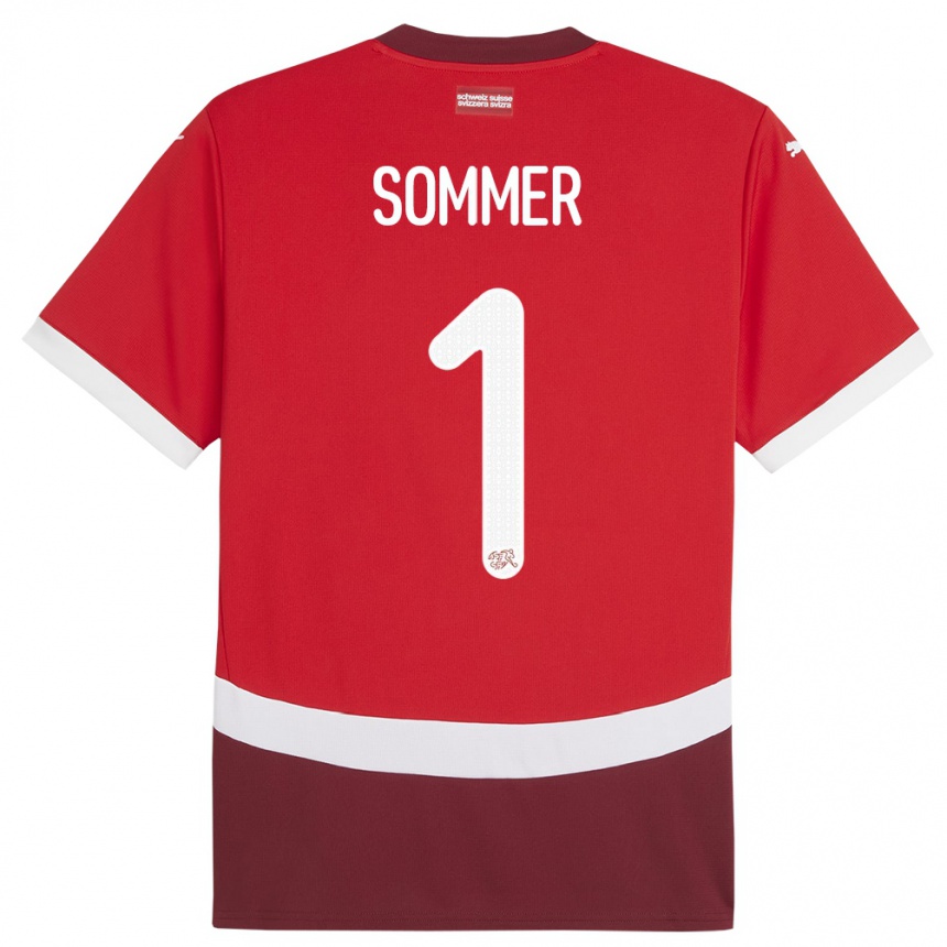 Mujer Fútbol Camiseta Suiza Yann Sommer #1 Rojo 1ª Equipación 24-26