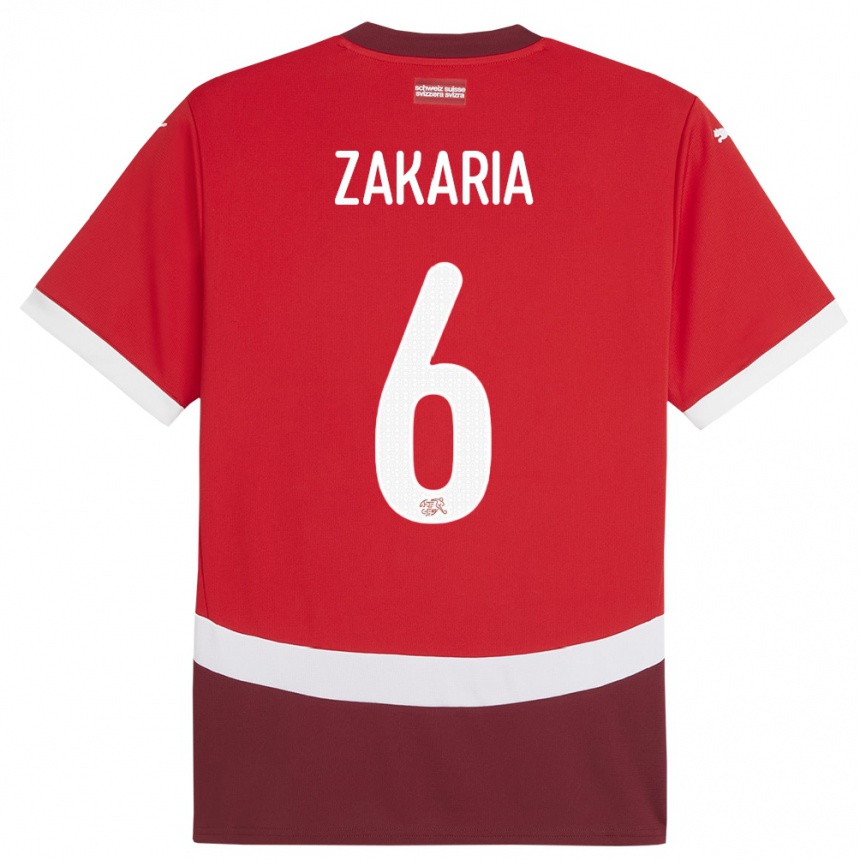 Mujer Fútbol Camiseta Suiza Denis Zakaria #6 Rojo 1ª Equipación 24-26