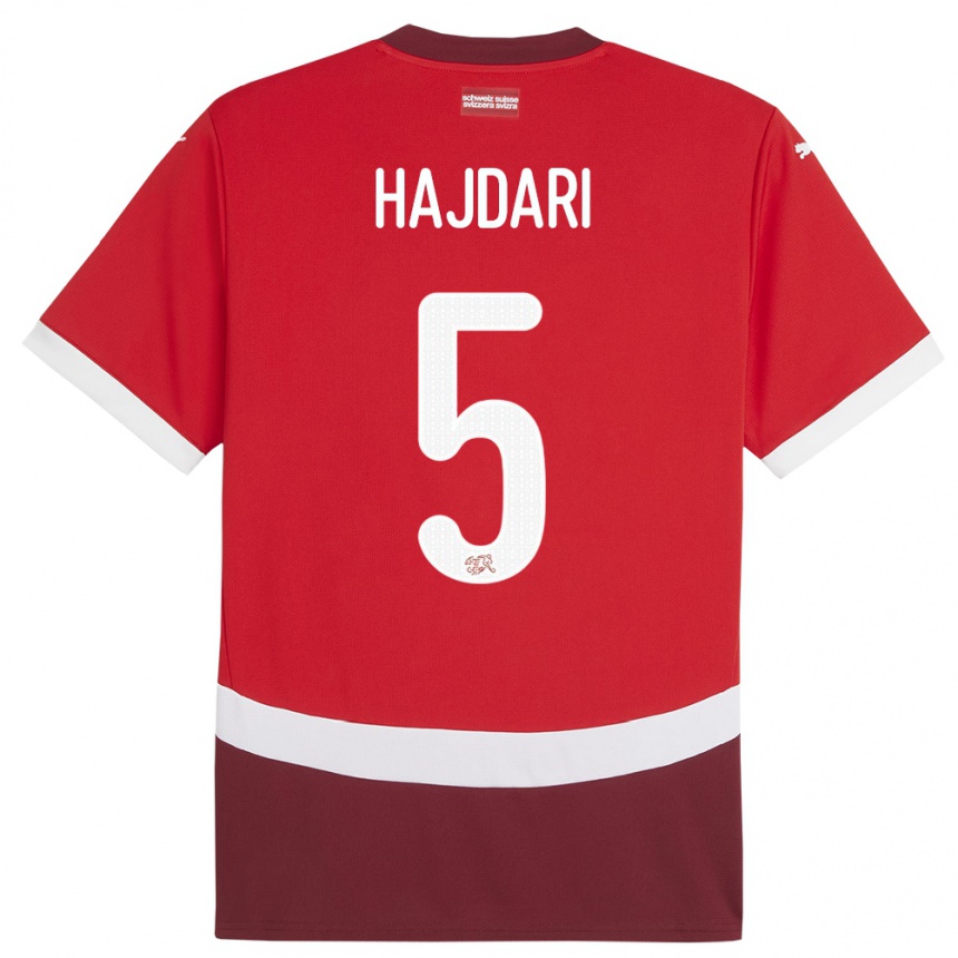 Mujer Fútbol Camiseta Suiza Albian Hajdari #5 Rojo 1ª Equipación 24-26