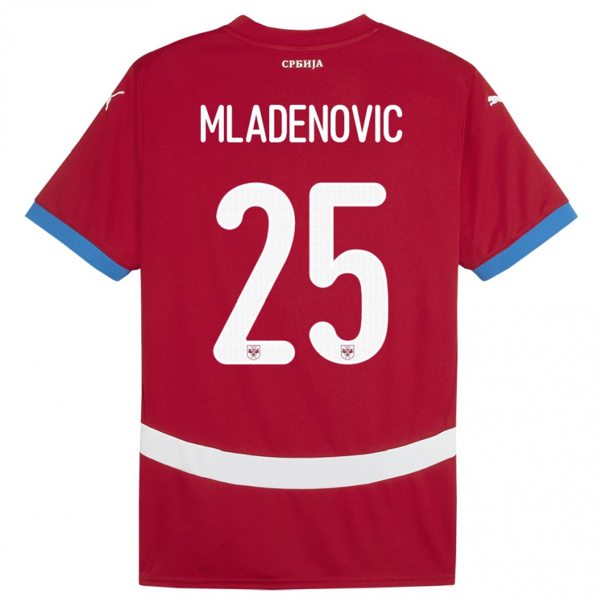 Mujer Fútbol Camiseta Serbia Filip Mladenovic #25 Rojo 1ª Equipación 24-26