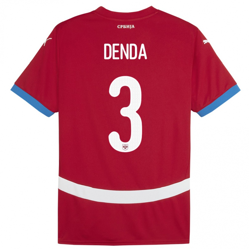 Mujer Fútbol Camiseta Serbia Milica Denda #3 Rojo 1ª Equipación 24-26
