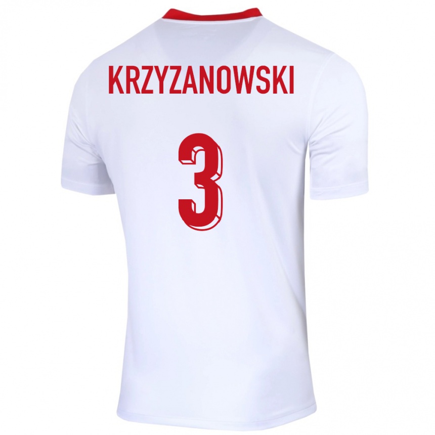 Mujer Fútbol Camiseta Polonia Jakub Krzyzanowski #3 Blanco 1ª Equipación 24-26