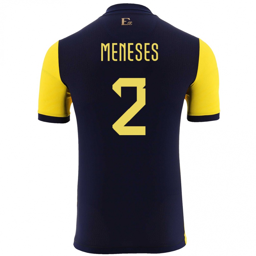 Mujer Fútbol Camiseta Ecuador Randy Meneses #2 Amarillo 1ª Equipación 24-26